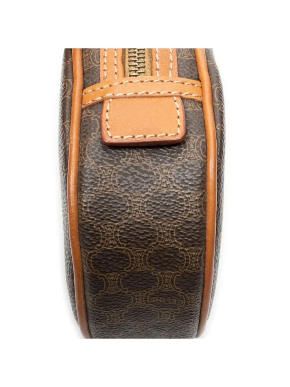 Celine Mini Round Pouch Brown Macadam Canvas